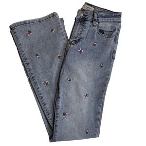 Ashley Mason Premium Floral Embroidered Jeans, Size 0/24